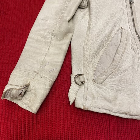 [USED] WHITE REAL LEATHER JACKET♡