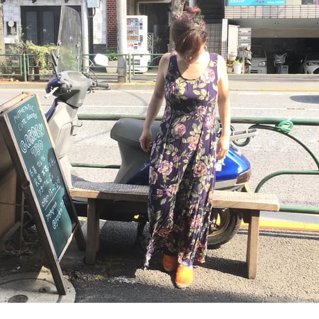 [USED] ノースリーブ花柄レーヨンワンピース