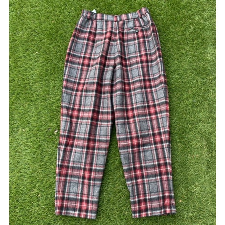 [USED] チェック❤️WOOL タックパンツ
