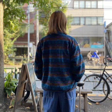 [USED] L.L.Bean  総柄ZIPフリース♡