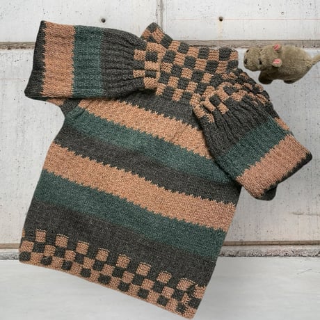 [USED] チェックxボーダー handmade knit 🧶🌲