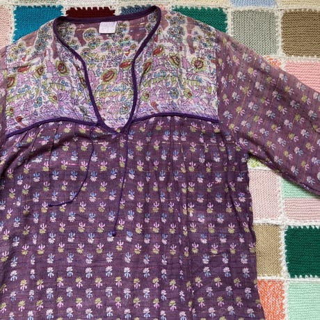 [USED]  vintage インド綿ワンピース