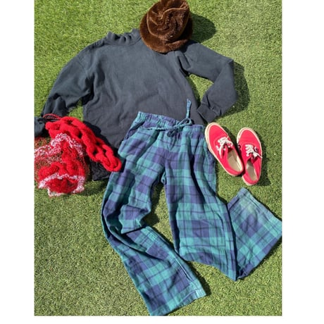 [USED] GREEN チェックネルパジャマPANTS