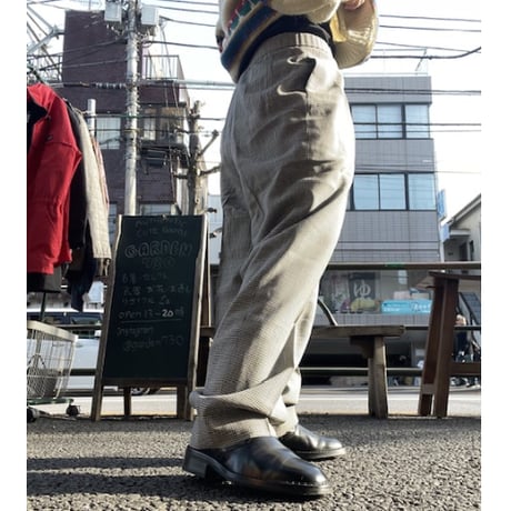 [USED] 千鳥柄 loose タックパンツ