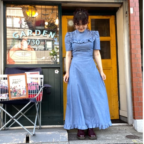 [USED] cottonブルーmaxiワンピース