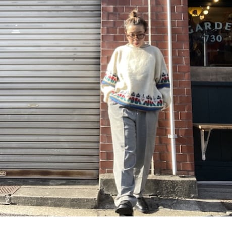 [USED] 千鳥柄 loose タックパンツ