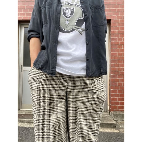 [USED] vintage シルク混 タックパンツ