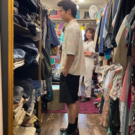 [USED] 淡いお花の LINEN シャツ
