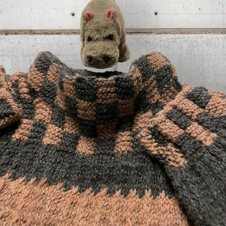 [USED] チェックxボーダー handmade knit 🧶🌲