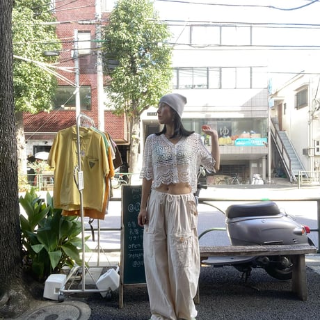 [USED] White 鍵あみ KNIT カーディガン