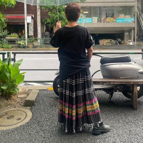 [USED] レーヨンチェック柄ロングスカート