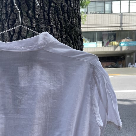 [USED] vintage WHITE 2way 襟付き 刺繍 O/P