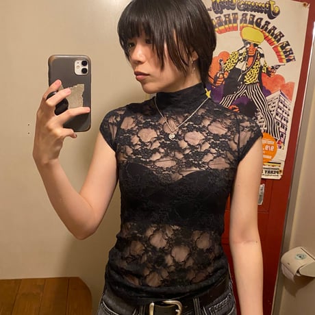 [USED] Black lace ハイネックTOPS