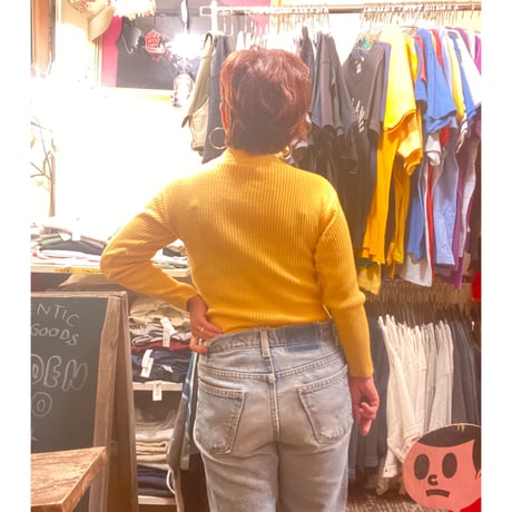 [USED] EURO vintage 黄色 リブニット
