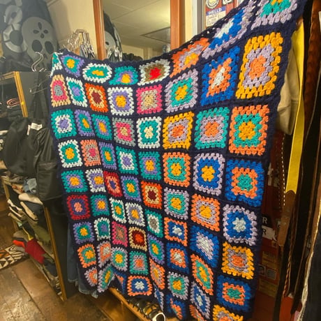 [USED]  Vintage 鍵編みニット ブランケット 120×130cm