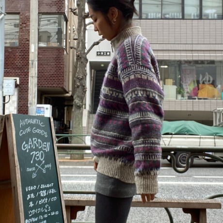 [USED] REI ノルディック柄ハーフZIPニット