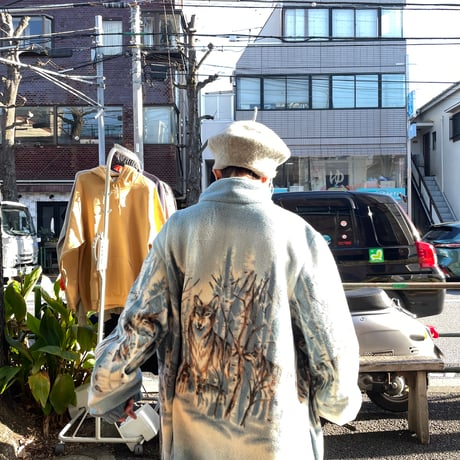 [USED] オオカミ総柄  フリースジャケット