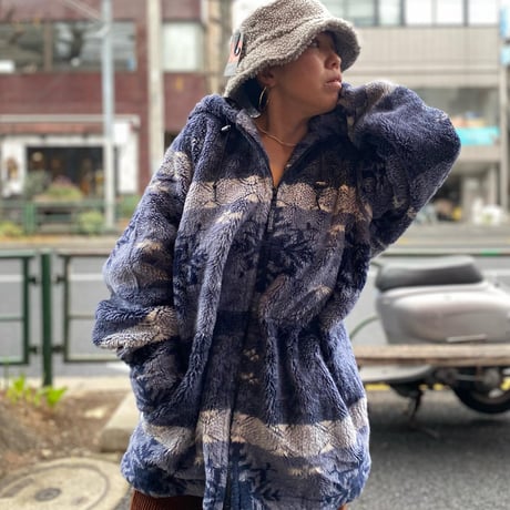 [USED] 雪柄 ボア フリース コート❄️