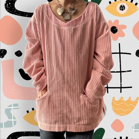 [USED] PINK♡ベロアコーデュロイトップス