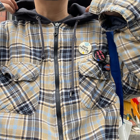 [USED] Dickies 綿入りフードネル NAVY/BGE