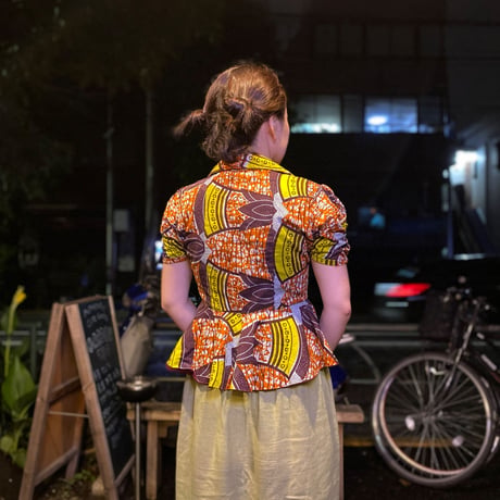 [USED] AFRICAN BATIK ぺプラムブラウス