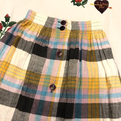 [USED] チェック柄 フロントボタン SKIRT♡