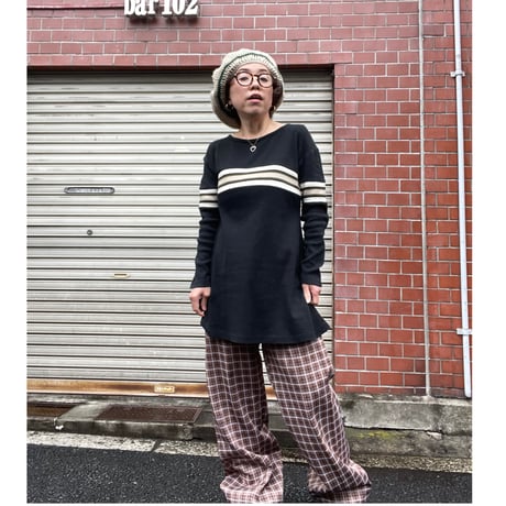 [USED] ボーダー Aライン リブロンtee