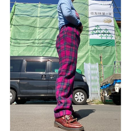 [USED] ピンクチェックWOOL パンツ