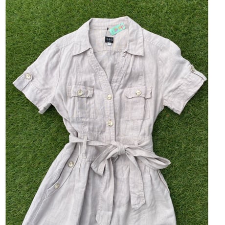 [USED]  フロントボタンのLINEN ワンピース
