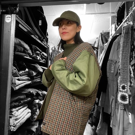 [USED] PRIMALOFT® オリーブ x チェック の ライナー JKT
