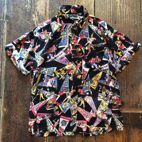 [USED] レーヨンシャツ USAチーム柄