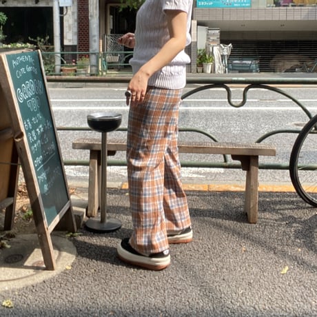 [USED] 70's チェック柄♡POLY PANTS