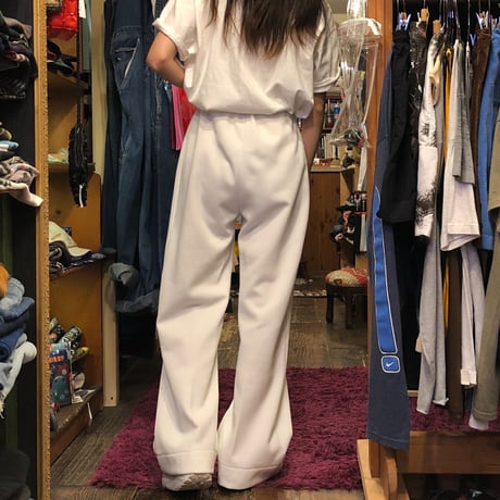 [USED] 70's WHITE  POLY PANTS♡