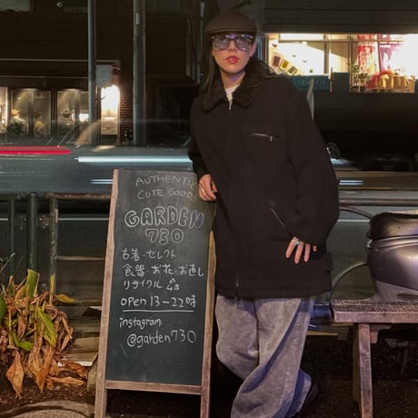 [USED]ボア襟 BLACK WOOL コート　JKT