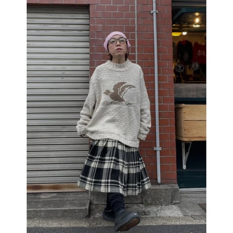 [USED] モノトーンCHECK プリーツスカート 🤍🖤
