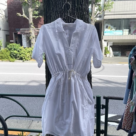 [USED] vintage WHITE 2way 襟付き 刺繍 O/P
