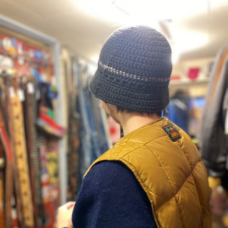 [USED] KNIT HAT ♡ BLK/WHT