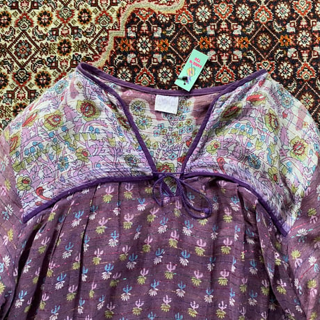 [USED]  vintage インド綿ワンピース