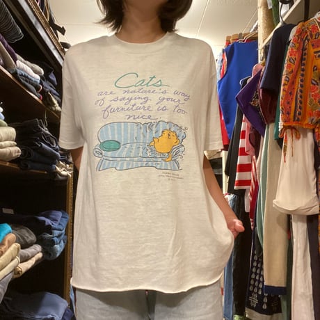 [USED] ゆるプリント 猫 tee