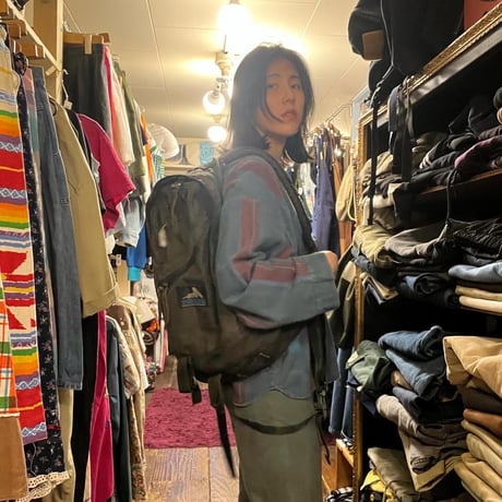 [USED] ストライプ ノーカラーネルシャツ