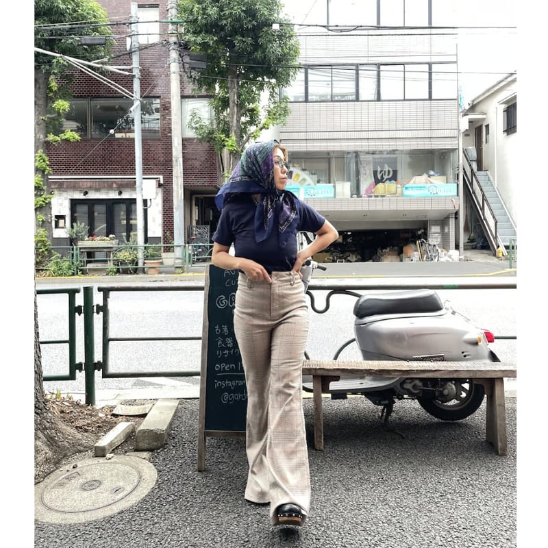 パドカレ・千鳥柄パンツ pas de calais 【2024/定価3.9万】パドカレ *リネン千鳥パンツ