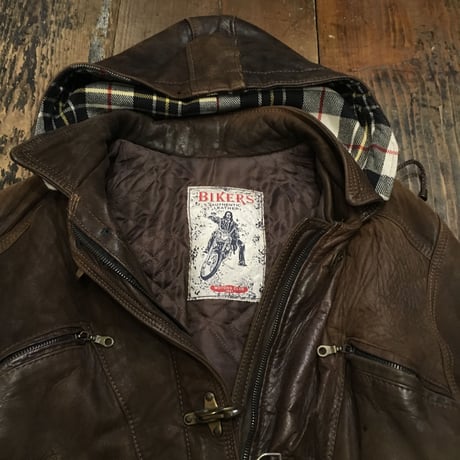[USED] real leatherのフード付JKT