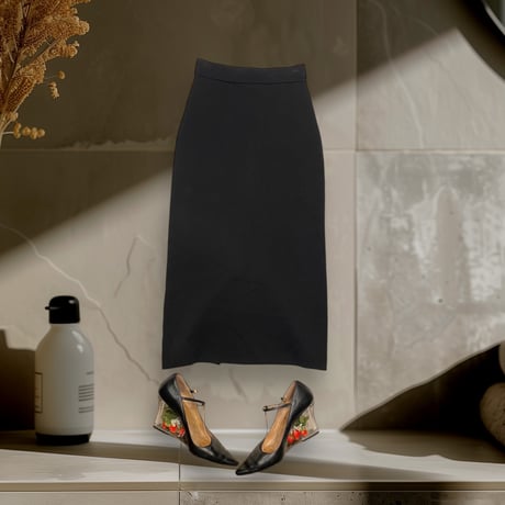 [USED]リブ SLIT BLACK スカート