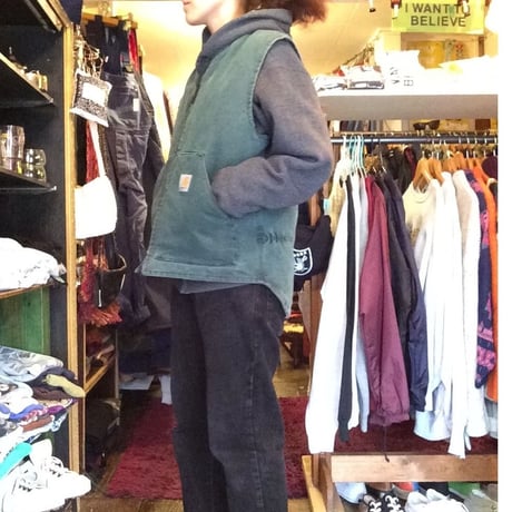 [USED] Carhartt ダック地 ベスト  ブルーグリーン色