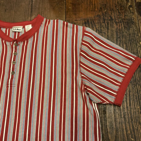 [USED] L.L.Bean ストライプ柄 ヘンリーネックTee