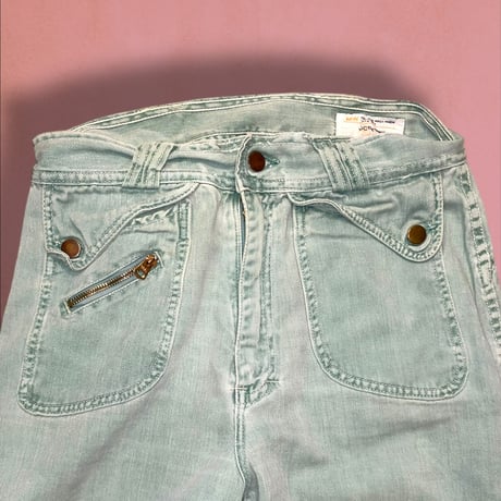 [USED]  70’s mint color フレア デニム pants