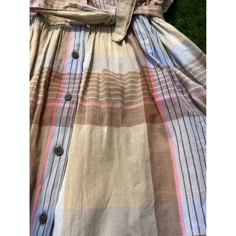 [USED] フロントボタンCOTTON チェックワンピース