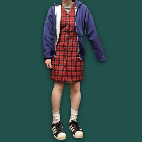 [USED] チェック柄 WOOLジャンパースカート