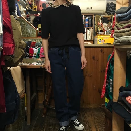 [USED] BLACK × レオパード TOPS