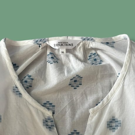 [USED] こぎん刺し？刺繍 オープンカラーシャツ